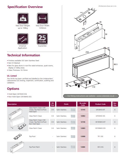 GP.35 Hydraulic Glass Patch Closer - Image 4