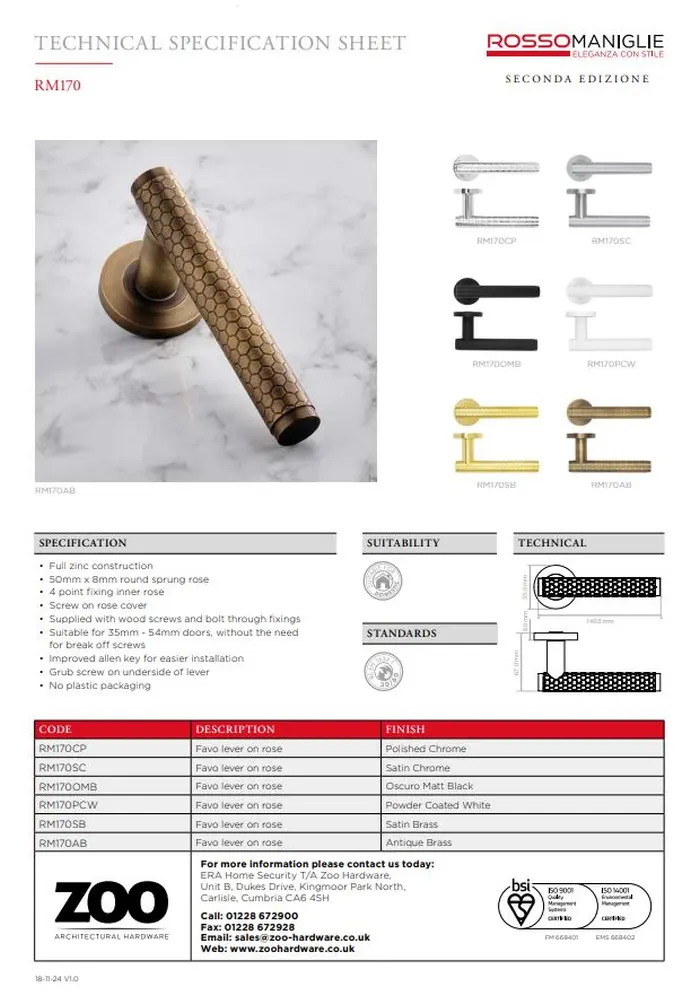 Favo Lever On Round Rose Door Handle