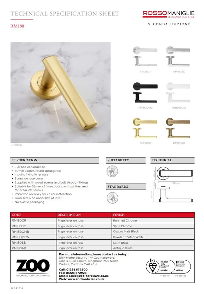 Frigo Lever On Round Rose Door Handle