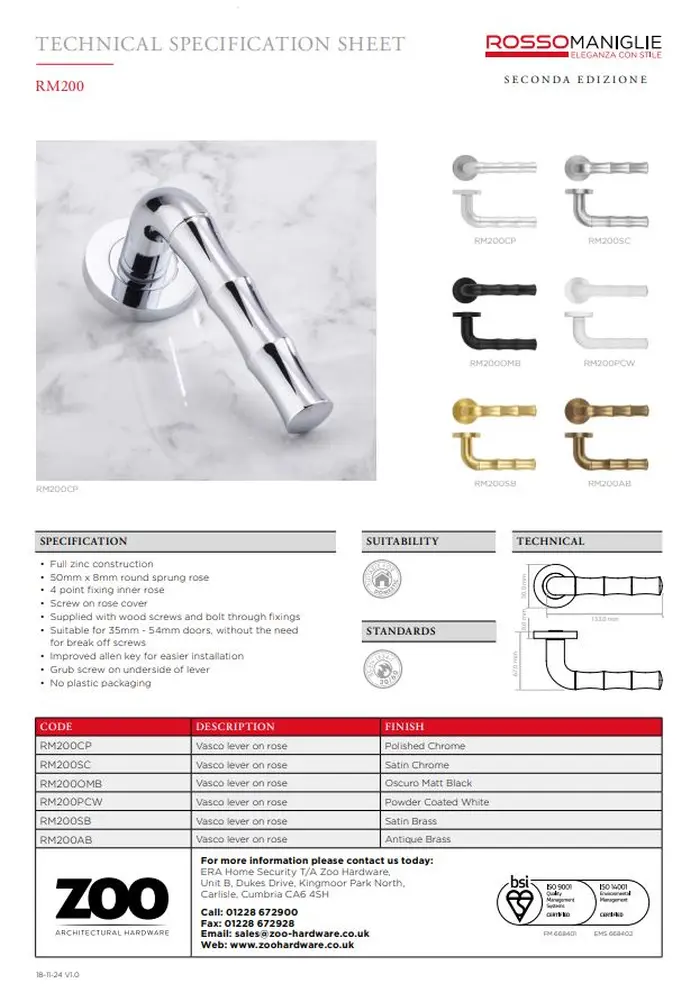 Vasco Lever On Round Rose Door Handle