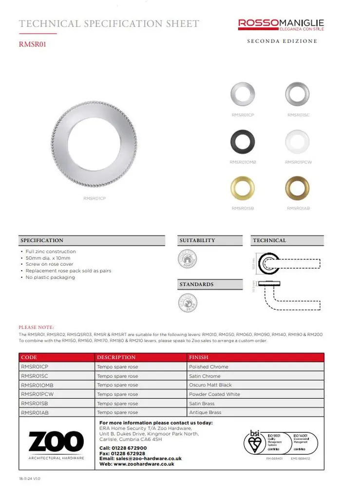 Zoo Hardware Spare Tempo Lever Round Rose Pack - Image 3