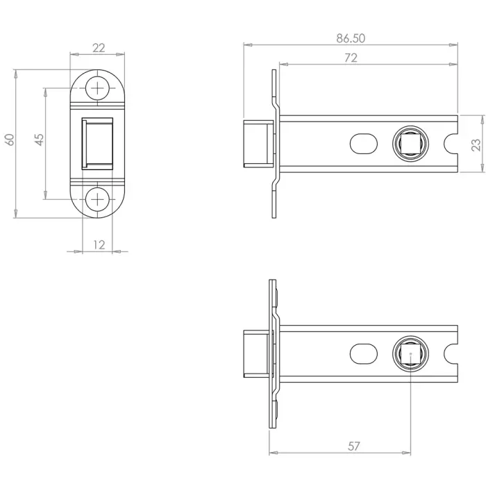 Heavy Duty Tubular Latches Bodies only - Image 3
