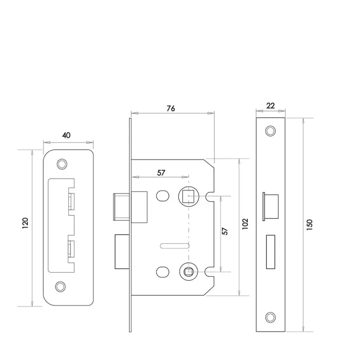 Bathroom locks with Square Forend & Radiused Strike Plate - Image 3