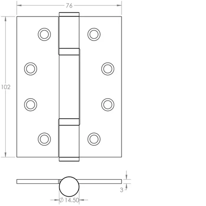 Stainless Steel Grade 13 Polymer Bearing Hinges 3 Knuckle 102mmx76mm - Image 3