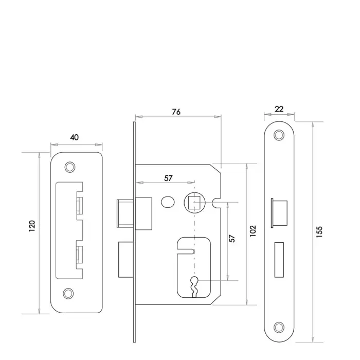2 Lever Sashlocks with Radiused Forend & Strike Plate - Image 3