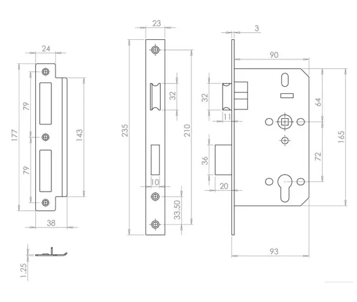 Architectural 72mm Din Sashlocks - Image 3