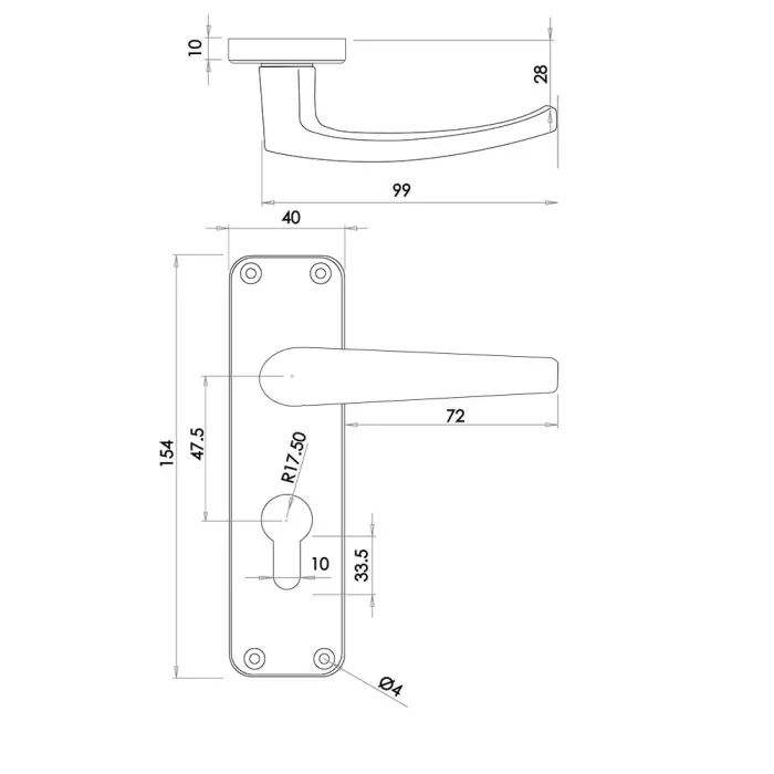 Aluminium Contract SAA Door Handles on Plate - Image 4