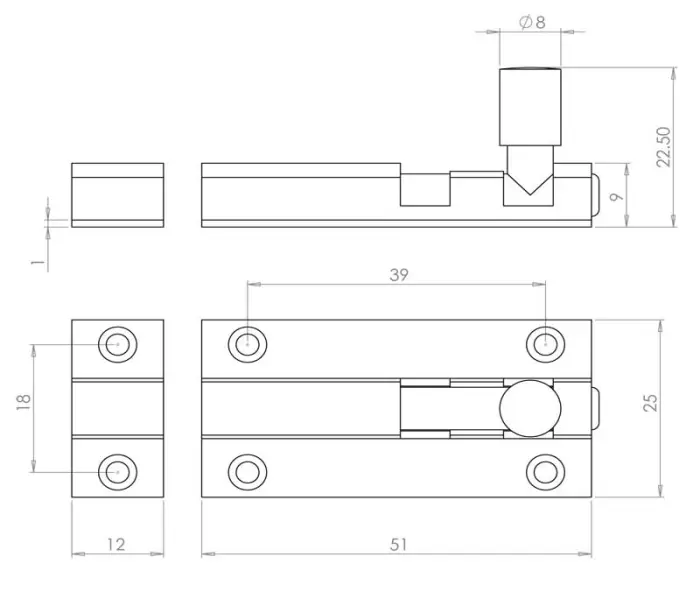 Aluminium Straight Barrel Door Bolts - Image 5