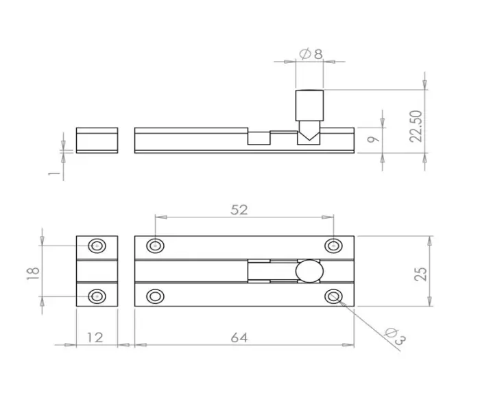 Aluminium Straight Barrel Door Bolts - Image 4