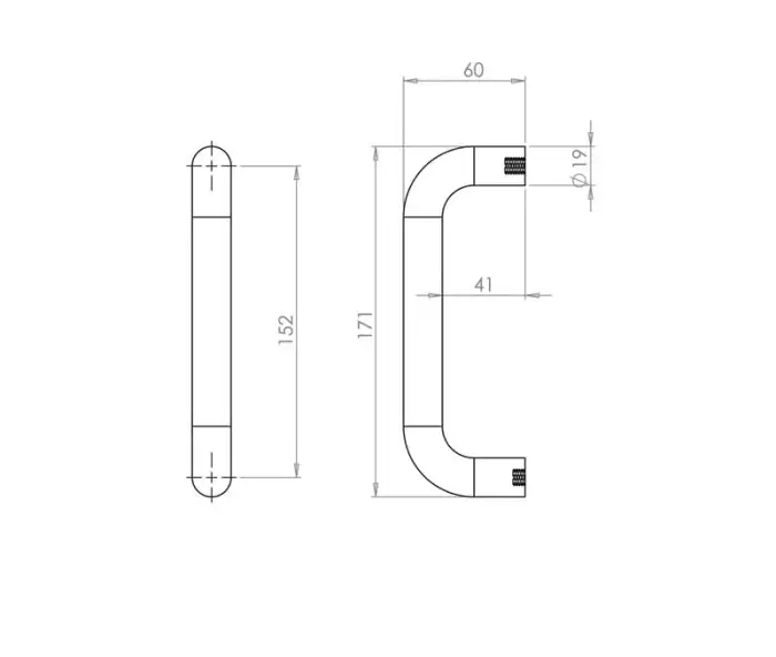 Aluminium 19mm D Shape Pull Handle Bolt Through Fixing SAA Finish - Image 4