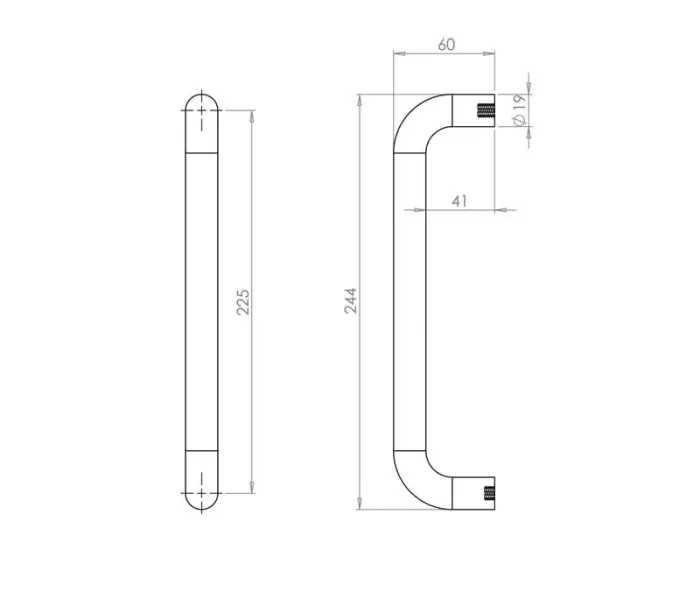 Aluminium 19mm D Shape Pull Handle Bolt Through Fixing SAA Finish - Image 3