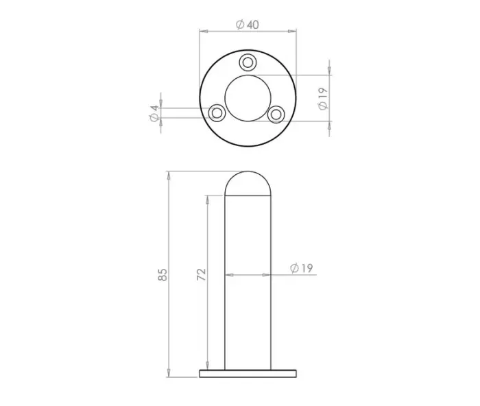 Nero Cylinder Wall Mounted Door Stop on Rose - Image 3