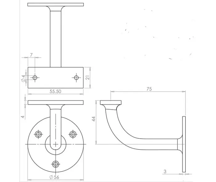 Solid Brass Handrail Brackets - Image 3