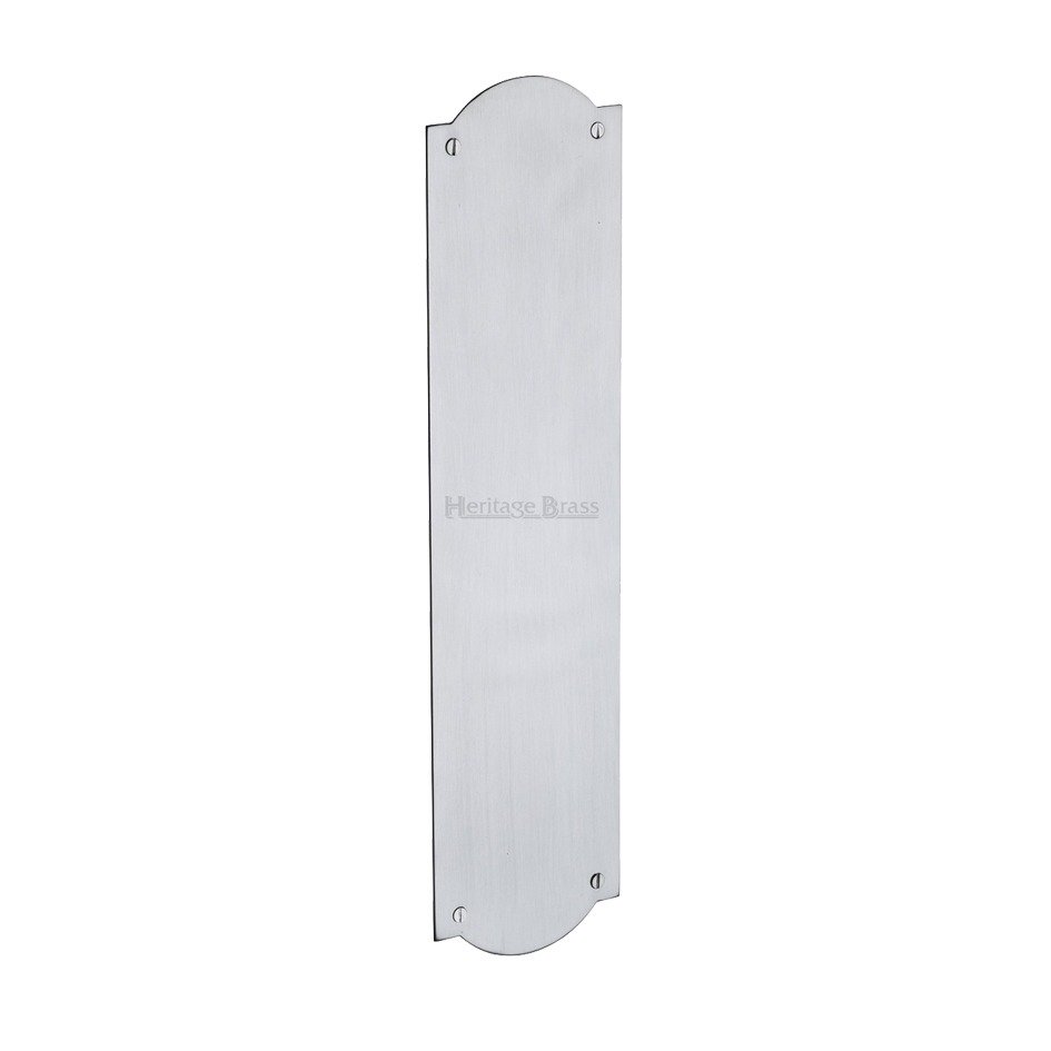 Heritage Brass Shaped Fingerplate (305Mm X 77Mm), Satin Chrome Finish