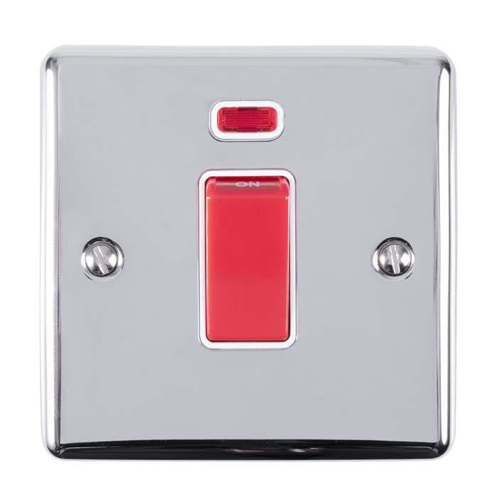 Enhance Decorative 45Amp Switch With Neon Indicator - Single Plate